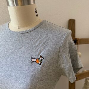 PINK Victoria's Secret Heather Gray T-Shirt Embroidered Dachshund Dog Graphic XL